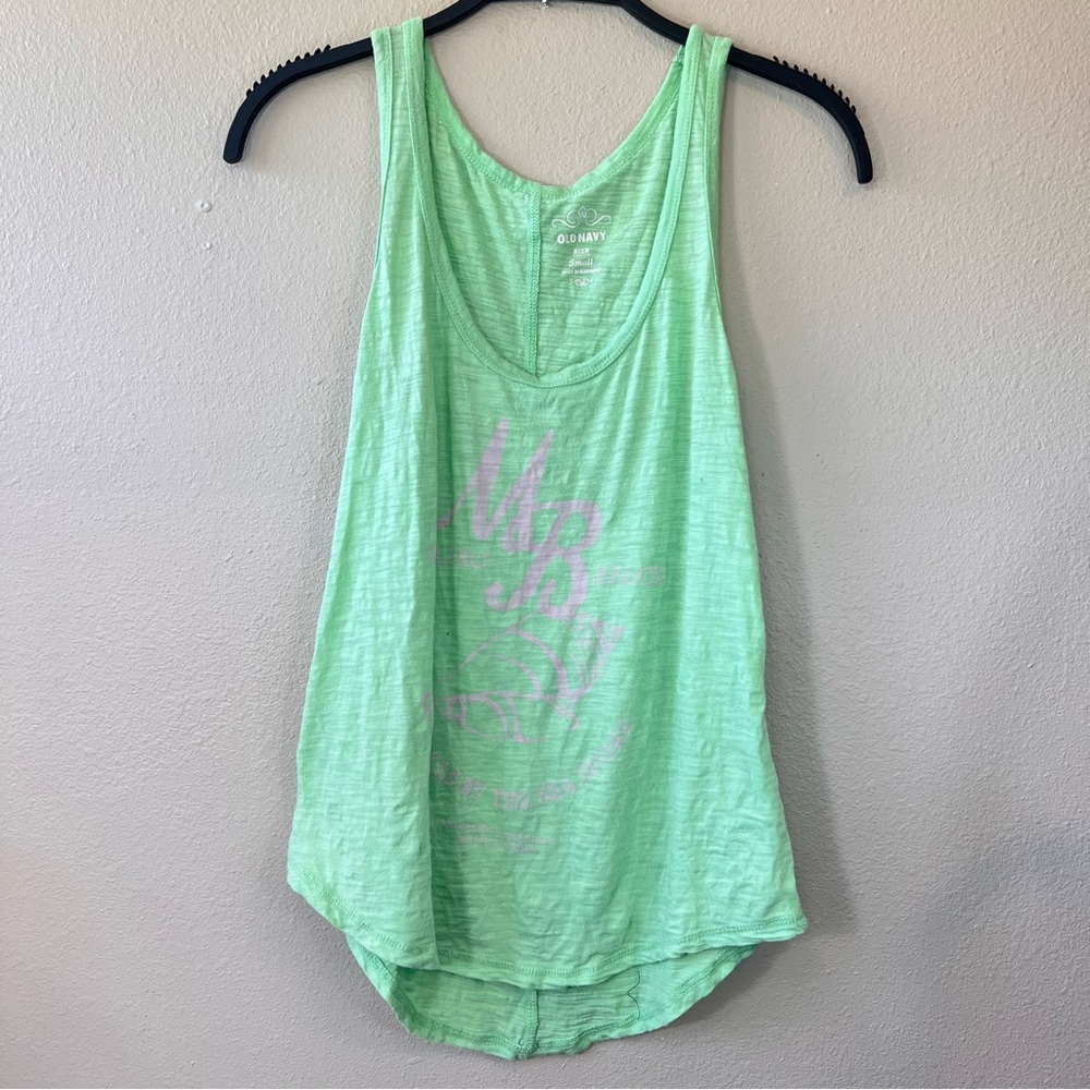 Old Navy size small green flowing tank Myrtle Beach theme